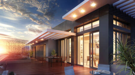 Attique neuf avec couché de soleil